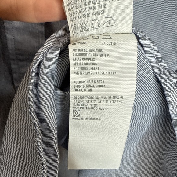 Y2K Abercrombie & Fitch Muscle Button Down Shirt Men's Medium Blue Preppy Office - Picture 8 of 10